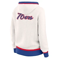 Women's WEAR by Erin Andrews Cream Philadelphia 76ers Plus Hoodie Sweater
