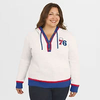 Women's WEAR by Erin Andrews Cream Philadelphia 76ers Plus Hoodie Sweater