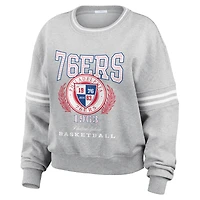 Women's WEAR by Erin Andrews Heather Gray Philadelphia 76ers French Terry Pullover Sweatshirt