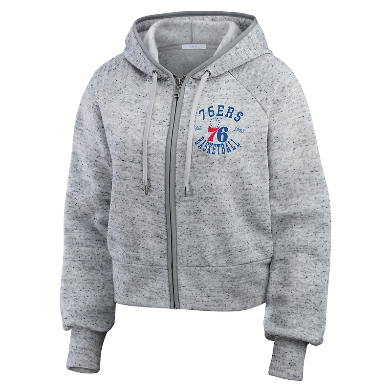 Sweat à capuche zippé Speckled Radiator pour femme WEAR by Erin Andrews gris chiné des Philadelphia 76ers