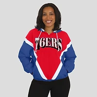 Women's WEAR by Erin Andrews  Red/Royal Philadelphia 76ers Colorblock Full-Zip Hoodie Windbreaker Jacket