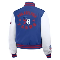Veste courte zippée style universitaire WEAR by Erin Andrews Royal/White Philadelphia 76ers pour femme
