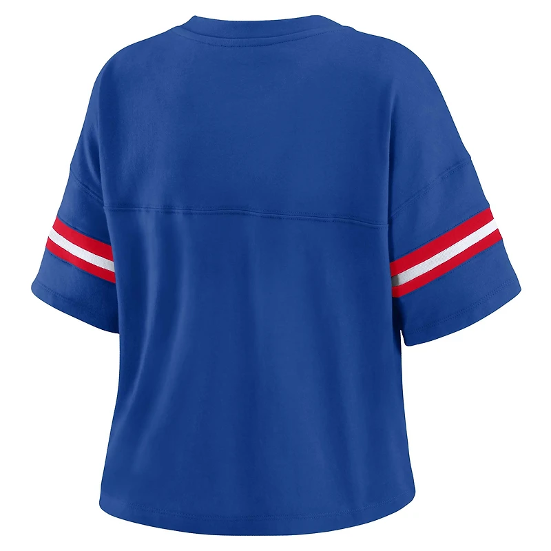Women's WEAR by Erin Andrews Royal Philadelphia 76ers Plus Color Block Boxy V-Neck T-Shirt