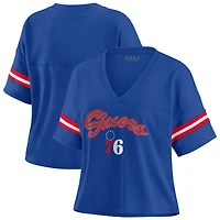 T-shirt à col en V blocs de couleurs pour femme WEAR by Erin Andrews Royal Philadelphia 76ers grande taille