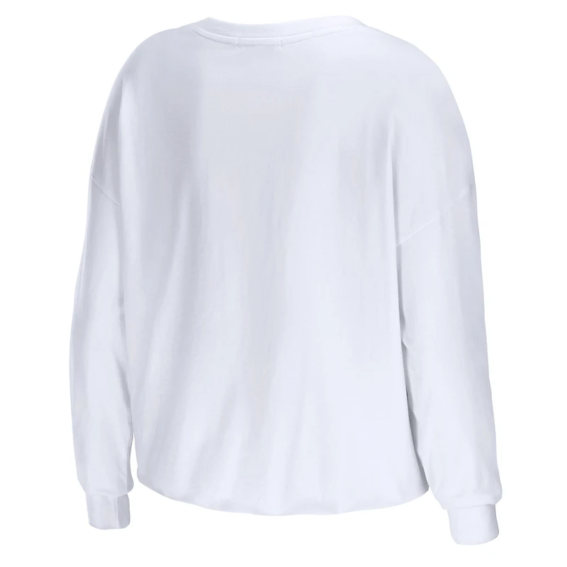 T-shirt court blanc à manches longues WEAR by Erin Andrews des Philadelphia 76ers pour femmes