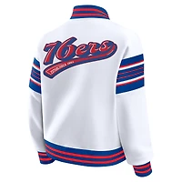 Women's WEAR by Erin Andrews  White Philadelphia 76ers Full-Snap Fleece Sweatshirt Jacket