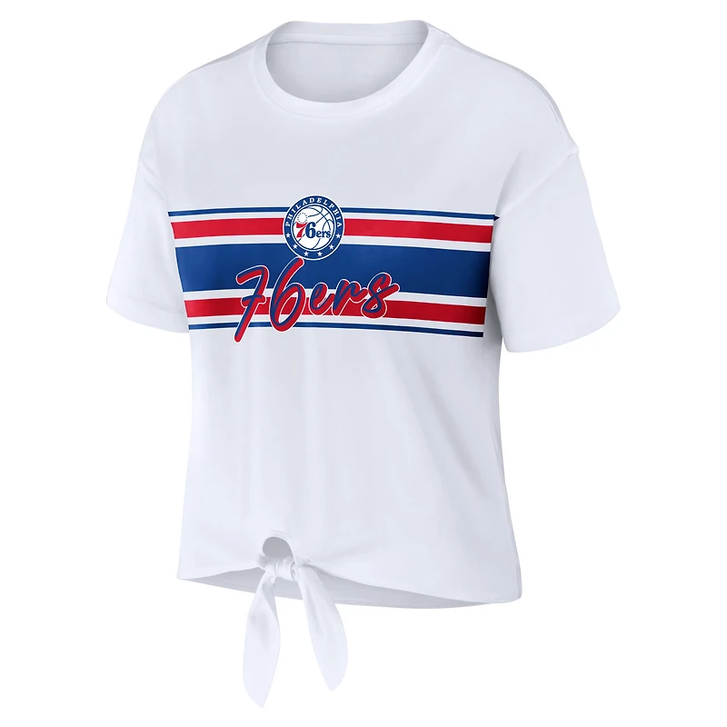 T-shirt blanc noué sur le devant des 76ers de Philadelphie WEAR by Erin Andrews pour femmes