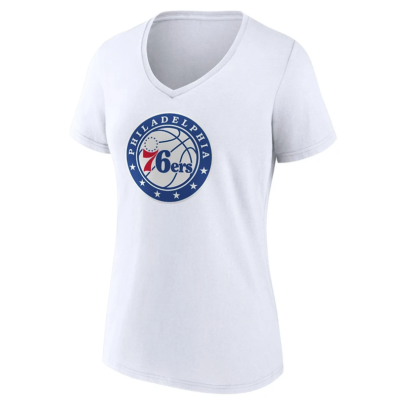 Women's  White Philadelphia 76ers Alternate Logo V-Neck T-Shirt