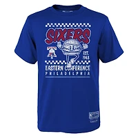 T-shirt pour jeunes Mitchell & Ness Royal Philadelphia 76ers Concession Food Character
