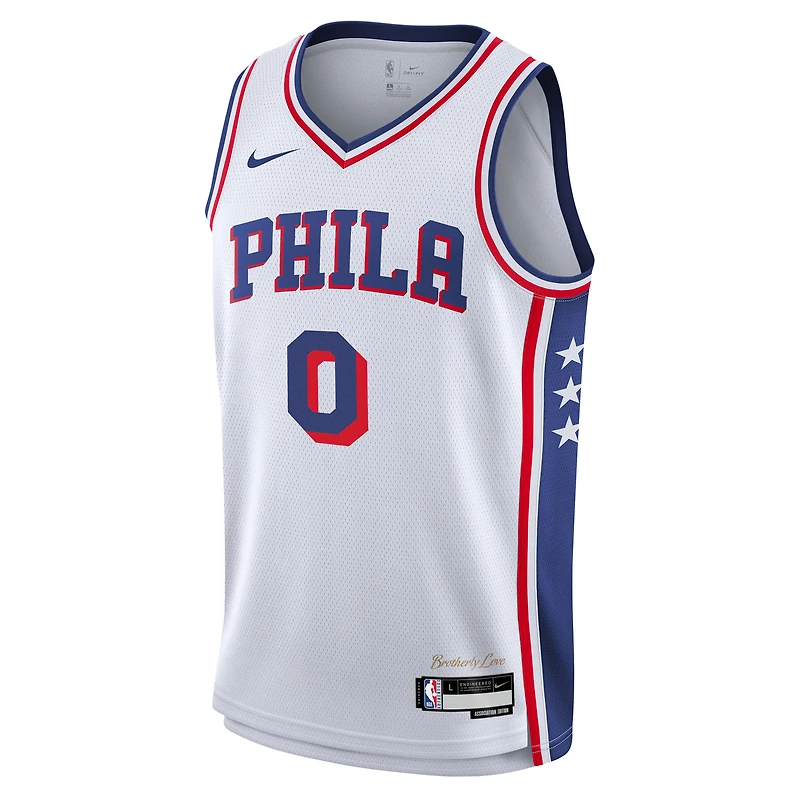 Maillot Nike Tyrese Maxey pour jeunes, blanc, Philadelphia 76ers Association Swingman