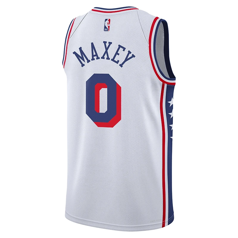 Youth Nike Tyrese Maxey White Philadelphia 76ers Association Swingman Jersey