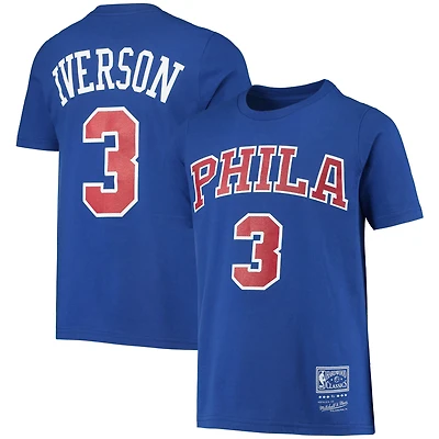 Youth Mitchell & Ness Allen Iverson Black Philadelphia 76ers Hardwood Classics Name Number T-Shirt