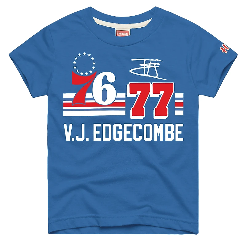 Youth Homage VJ Edgecombe Royal Philadelphia 76ers Remix Signature Name & Number Tri-Blend T-Shirt