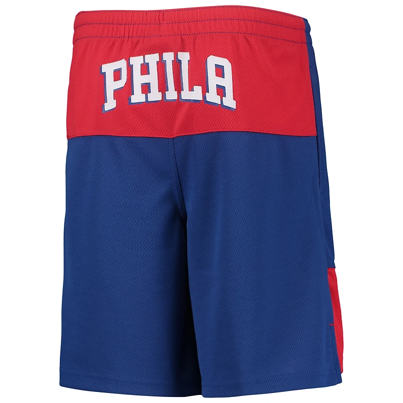 Joel Embiid Royal Philadelphia 76ers Pandemonium Short avec nom et numéro pour jeune