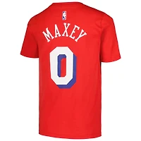 T-shirt avec nom et numéro pour jeune Jordan Brand Tyrese Maxey des Philadelphia 76ers, rouge