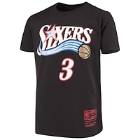 Youth Mitchell & Ness Allen Iverson Black Philadelphia 76ers Hardwood Classics Name Number T-Shirt