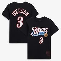 Youth Mitchell & Ness Allen Iverson Black Philadelphia 76ers Hardwood Classics Name Number T-Shirt