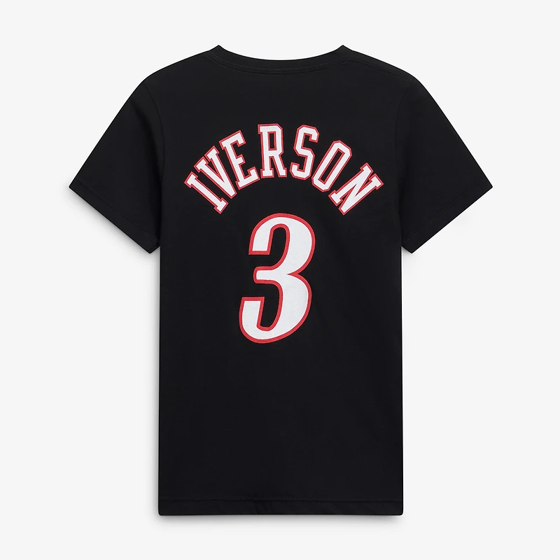 Youth Mitchell & Ness Allen Iverson Black Philadelphia 76ers Hardwood Classics Name Number T-Shirt