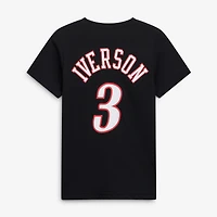 Youth Mitchell & Ness Allen Iverson Black Philadelphia 76ers Hardwood Classics Name Number T-Shirt