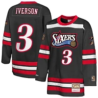 Youth Mitchell & Ness Allen Iverson Black Philadelphia 76ers Maxxed Out 2.0 Fashion Hockey Jersey