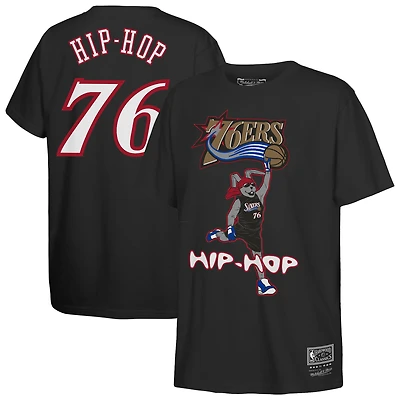 T-shirt hip-hop noir Mitchell & Ness Philadelphia 76ers pour jeunes