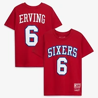 Youth Mitchell & Ness Julius Erving Red Philadelphia 76ers Hardwood Classics Name Number T-Shirt