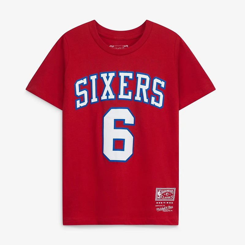 Youth Mitchell & Ness Julius Erving Red Philadelphia 76ers Hardwood Classics Name Number T-Shirt