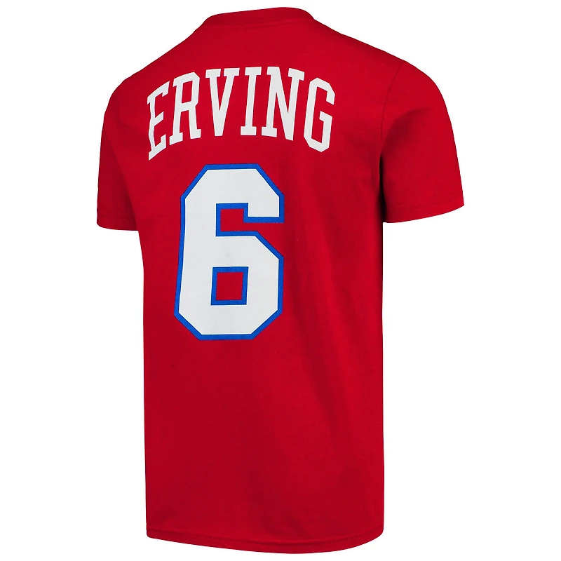 Youth Mitchell & Ness Julius Erving Red Philadelphia 76ers Hardwood Classics Name Number T-Shirt