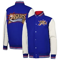 Veste universitaire à boutons-pression pour jeunes Mitchell & Ness Royal Philadelphia 76ers