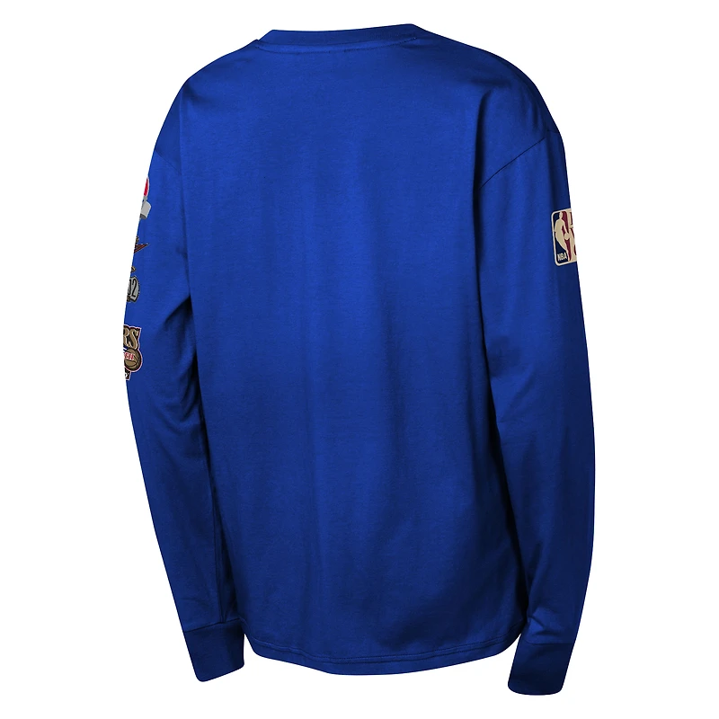 T-shirt à manches longues pour jeunes Mitchell & Ness Royal Philadelphia 76ers Hardwood Classics