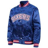 Mitchell & Ness Royal Philadelphia 76ers Hardwood Classics Satin Raglan Full-Snap Jacket