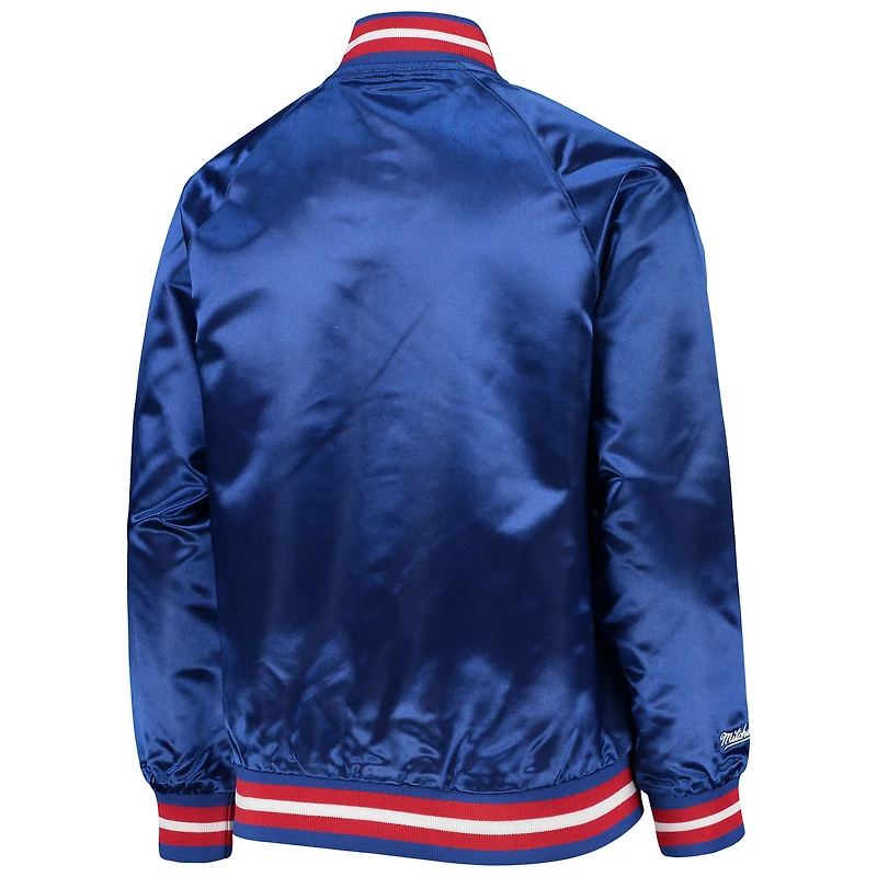 Mitchell & Ness Royal Philadelphia 76ers Hardwood Classics Satin Raglan Full-Snap Jacket