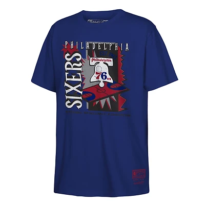 T-shirt rétro des années 90 pour jeunes, Mitchell & Ness Royal, Philadelphia 76ers
