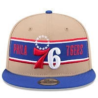 Casquette Snapback 9FIFTY Snapback New Era Tan/Royal Philadelphia 76ers 2024 NBA Draft pour jeune