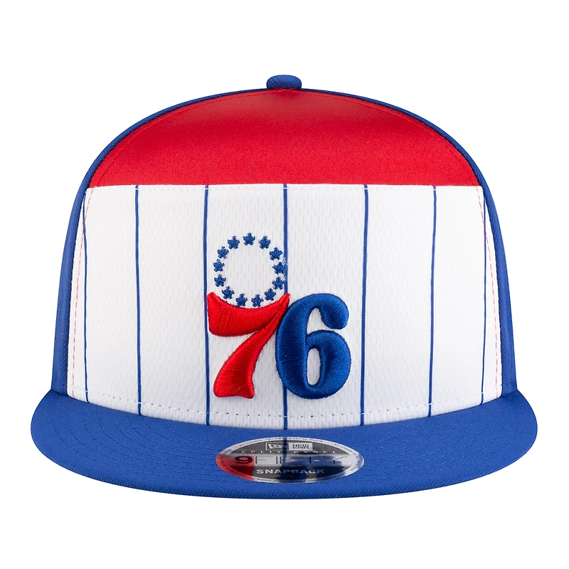 Youth New Era  White/Blue Philadelphia 76ers 2025 NBA Tip Off Split Panel 9FIFTY Snapback Hat