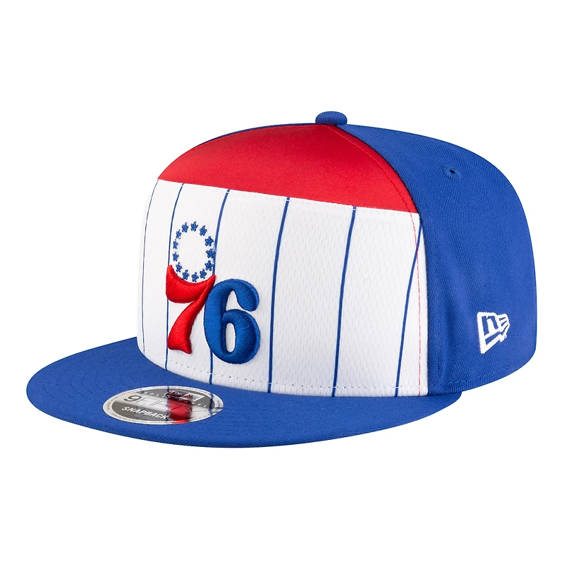 Youth New Era  White/Blue Philadelphia 76ers 2025 NBA Tip Off Split Panel 9FIFTY Snapback Hat