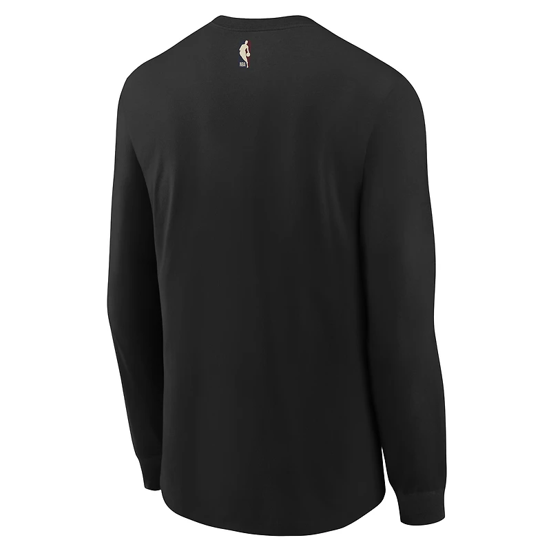 Youth Nike  Black Philadelphia 76ers Hardwood Classics Essential Logo Max90 Long Sleeve T-Shirt