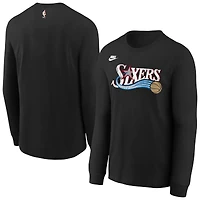 Youth Nike  Black Philadelphia 76ers Hardwood Classics Essential Logo Max90 Long Sleeve T-Shirt