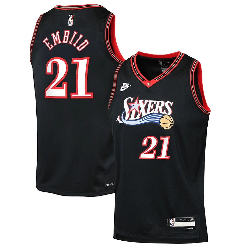 Maillot Nike Swingman Joel Embiid noir pour jeune des Philadelphia 76ers - Édition classique