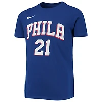 T-shirt performance Nike Joel Embiid Royal Philadelphia 76ers avec nom et numéro pour jeune