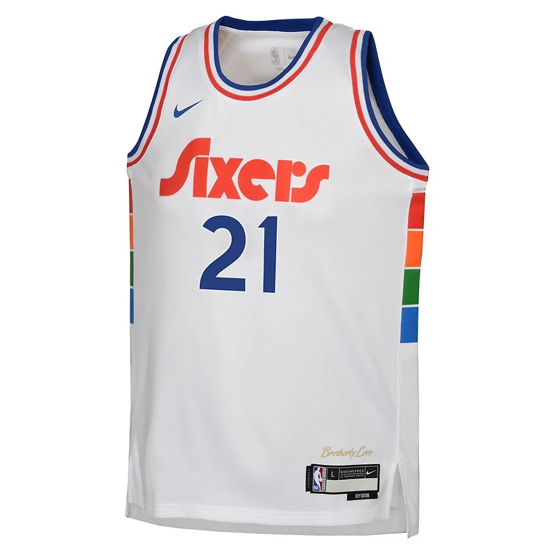 Maillot de joueur Nike Joel Embiid blanc Philadelphia 76ers 2024/25 Swingman pour jeune - Édition City