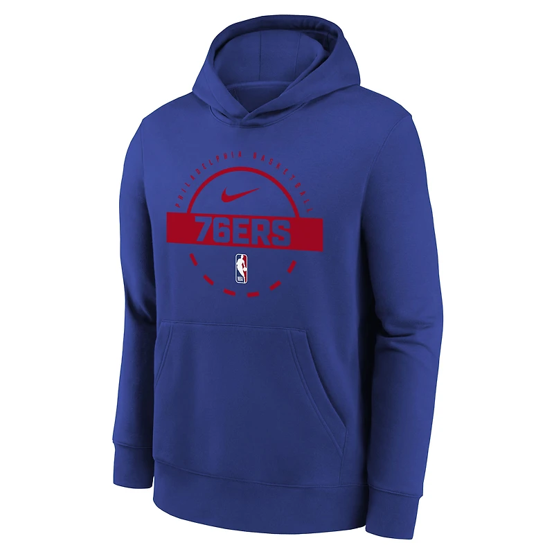 Youth Nike Royal Philadelphia 76ers 2025/26 Club Fleece Practice Hoodie