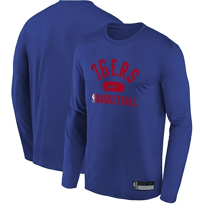 Junior Nike Royal Philadelphia 76ers Team Essential Practice - T-shirt Performance à manches longues