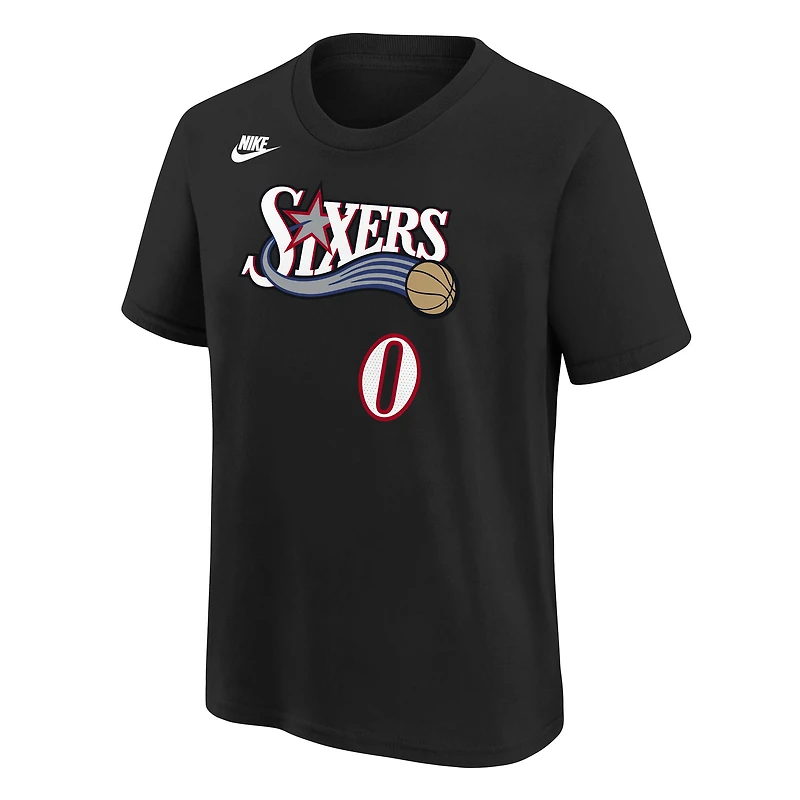 T-shirt Nike Tyrese Maxey noir pour jeune, avec nom et numéro des Philadelphia 76ers - Édition classique
