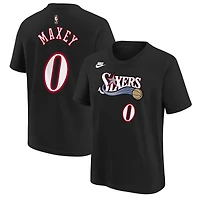 T-shirt Nike Tyrese Maxey noir pour jeune, avec nom et numéro des Philadelphia 76ers - Édition classique