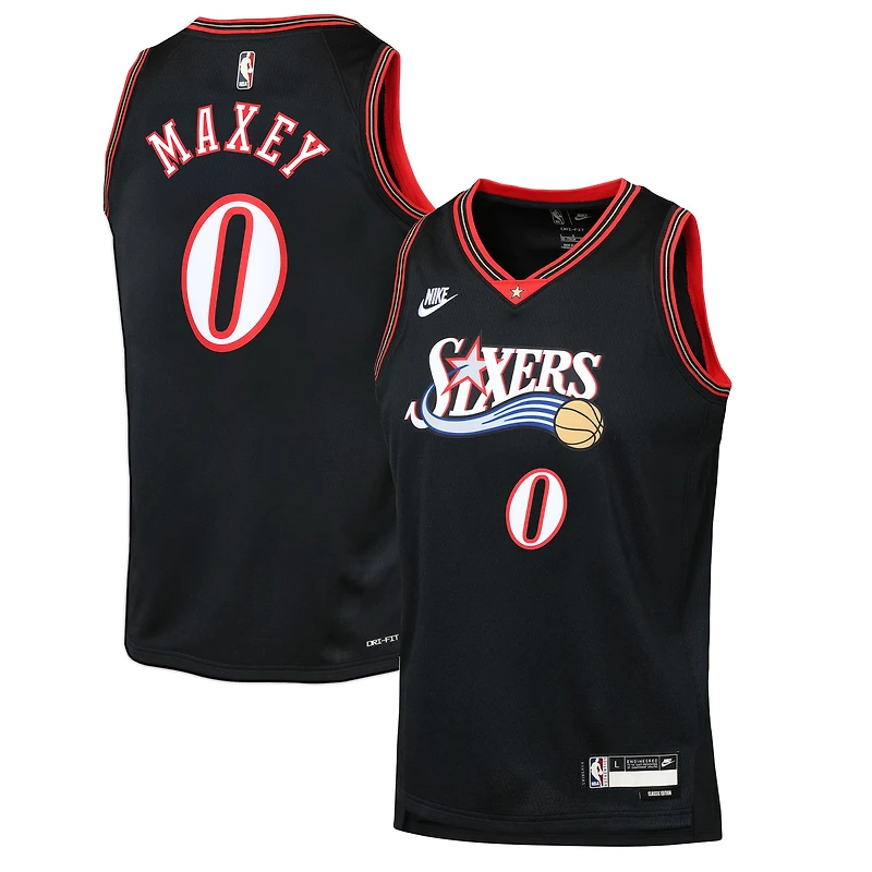Maillot Nike Tyrese Maxey Swingman noir pour jeune des Philadelphia 76ers - Édition classique