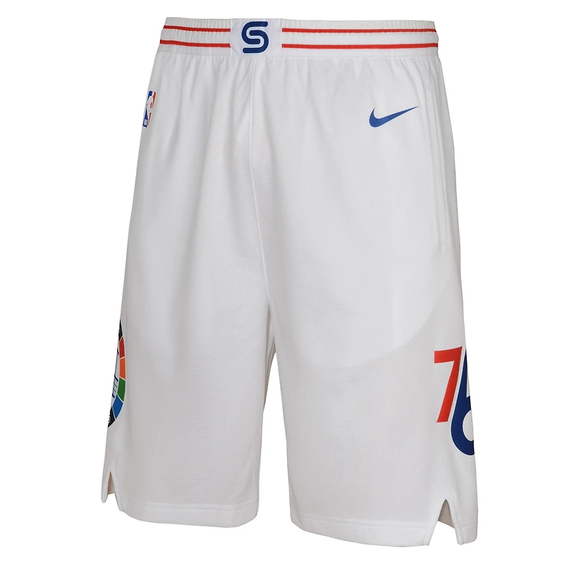 Short de performance Nike blanc pour jeune Philadelphia 76ers 2024/25 City Edition Swingman