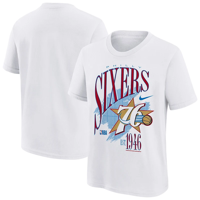 Youth Nike White Philadelphia 76ers Hardwood Classics Champs Max90 T-Shirt