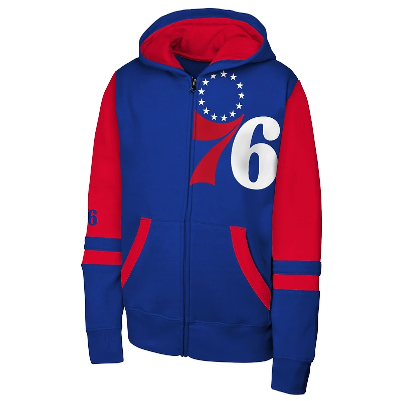 Sweat à capuche entièrement zippé Youth Outerstuff Royal Philadelphia 76ers Straight to the League