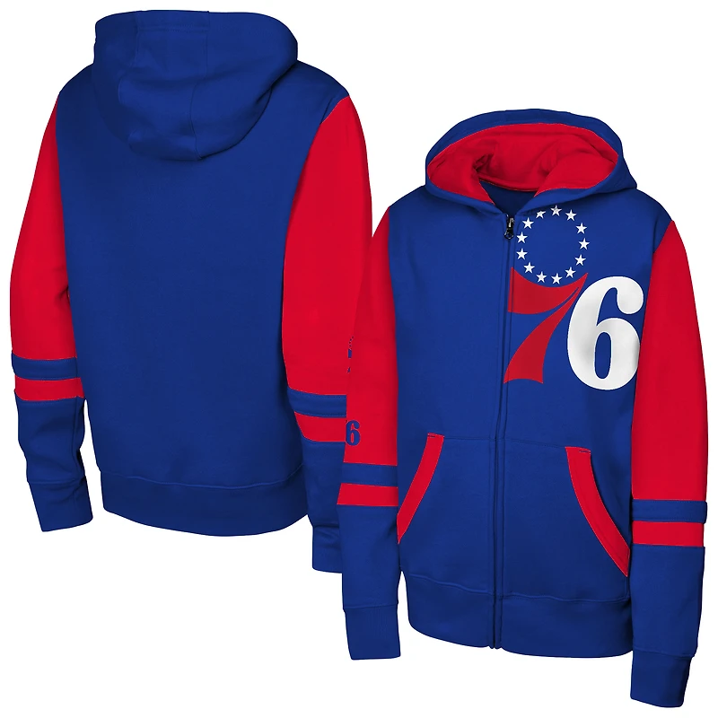 Sweat à capuche entièrement zippé Youth Outerstuff Royal Philadelphia 76ers Straight to the League